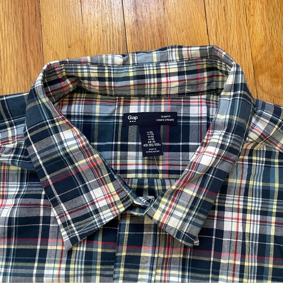 Gap Plaid Button Down Shirt Men’s Size XL Slim Fit Multicolor NWT Short Sleeve - Picture 3 of 10